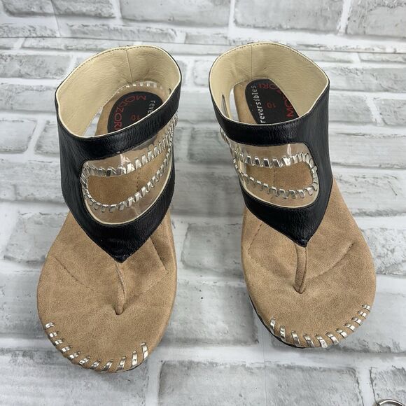 Modzori Reversible Tita 4 Women's Size 10 Black and Silver Wedge 2 in 1 Sandals - Picture 11 of 14